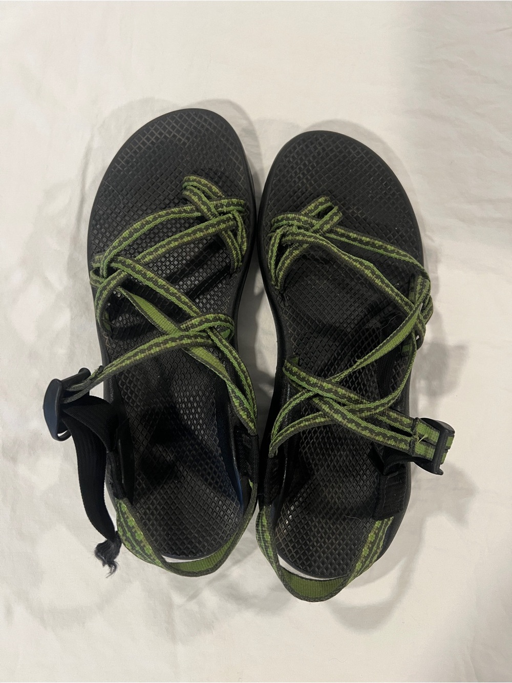 11 Chaco Black & Olive & Green Strap Sandals